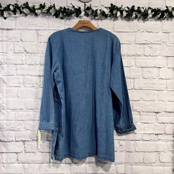 Saint Germain Paris Vintage Denim Chore Jacket Embellished Chambray Shacket - Picture 2 of 14